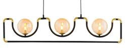 Lampa Wisząca HANZA Czarny Bursztynowy Szklane Klosze 3xG9 * Jupiter New