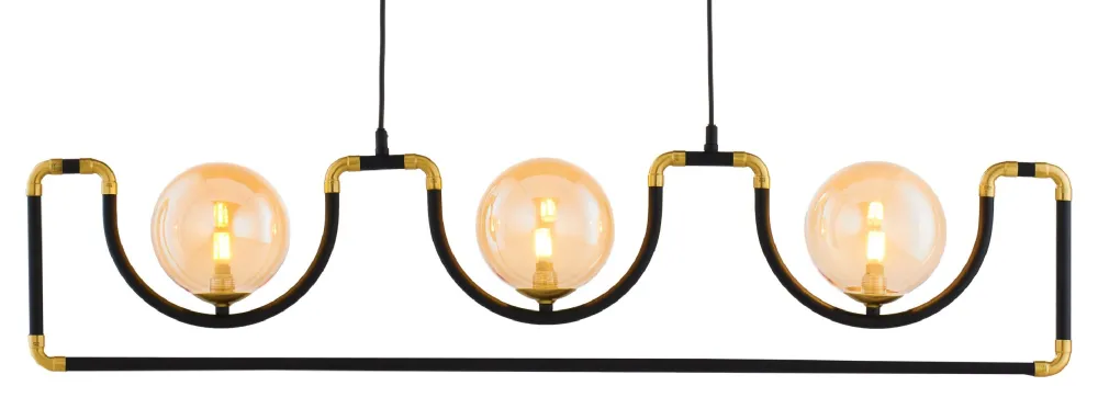 Lampa Wisząca HANZA Czarny Bursztynowy Szklane Klosze 3xG9 * Jupiter New
