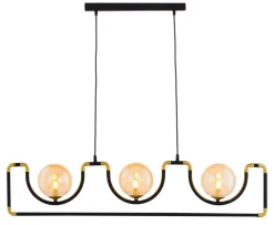 Lampa Wisząca HANZA Czarny Bursztynowy Szklane Klosze 3xG9 * Jupiter New