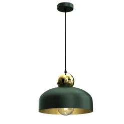 Lampa Wisząca HARALD Zielony Złoty Metalowy Klosz 1xE27 30cm * Eko-light Clearance
