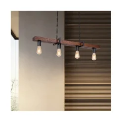 Lampa Wisząca HARD Czarny Brązowy 4xE27 * Luminex Online