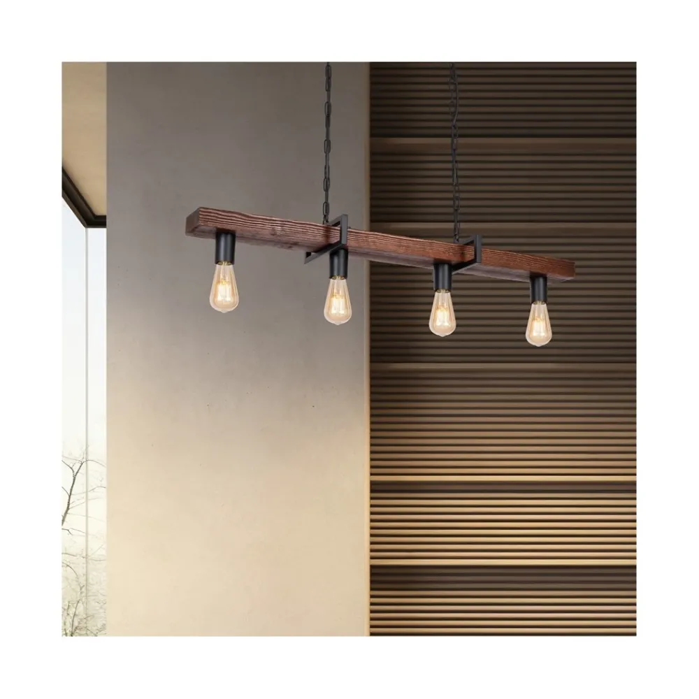 Lampa Wisząca HARD Czarny Brązowy 4xE27 * Luminex Online