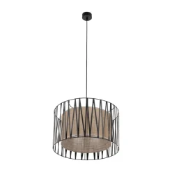 Lampa Wisząca HARMONY Czarny Beżowy Abażur 3xE27 50cm * TK Lighting Clearance