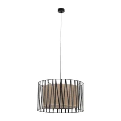 Lampa Wisząca HARMONY Czarny Beżowy Abażur 3xE27 50cm * TK Lighting Clearance