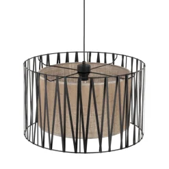 Lampa Wisząca HARMONY Czarny Beżowy Abażur 3xE27 50cm * TK Lighting Clearance