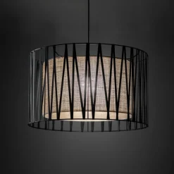 Lampa Wisząca HARMONY Czarny Beżowy Abażur 3xE27 50cm * TK Lighting Clearance