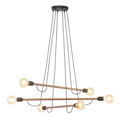 Lampa Wisząca HELIX Czarny Orzech Drewno Loft 6xE27 * TK Lighting New
