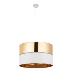 Lampa Wisząca HILTON Biały Złoty Abażur 1xE27 50cm * TK Lighting New