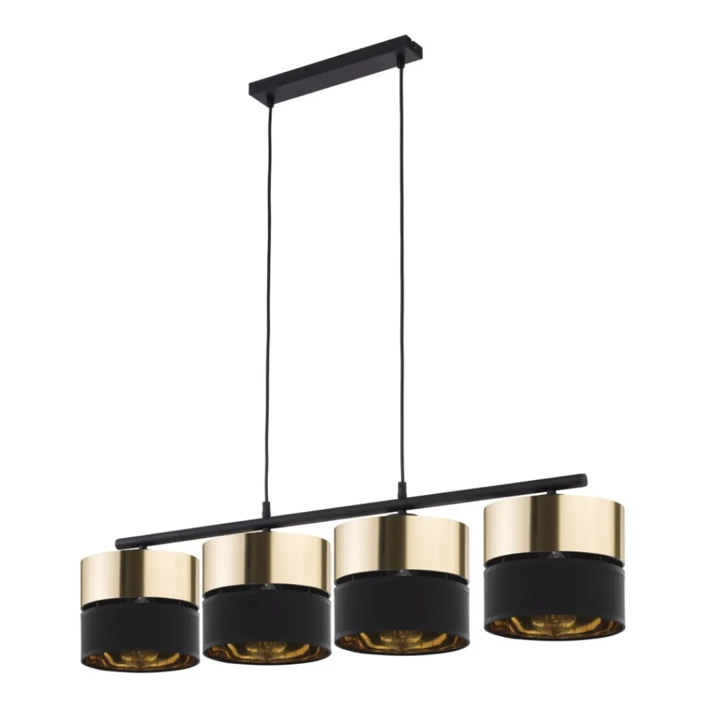 Lampa Wisząca HILTON Czarny Złoty Abażury 4xE27 * TK Lighting Online