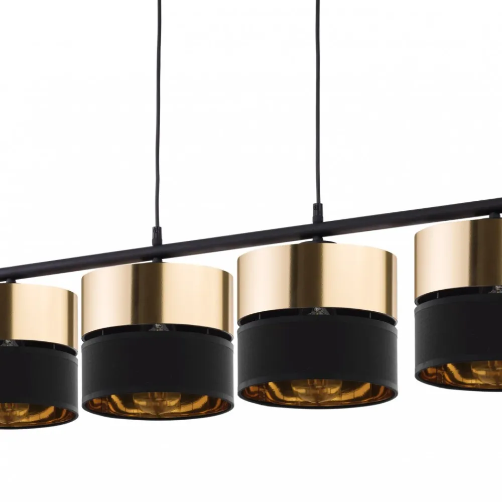 Lampa Wisząca HILTON Czarny Złoty Abażury 4xE27 * TK Lighting Online