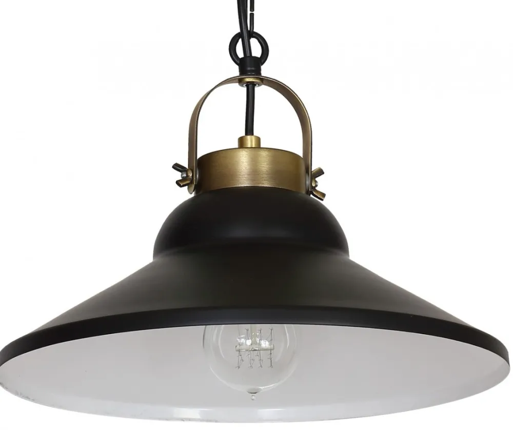 Lampa Wisząca IRON Czarny Biały Metalowy Klosz 1xE27 31cm * Luminex Best