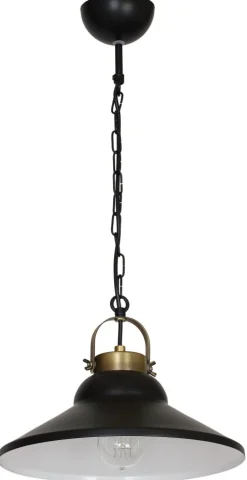 Lampa Wisząca IRON Czarny Biały Metalowy Klosz 1xE27 31cm * Luminex Best