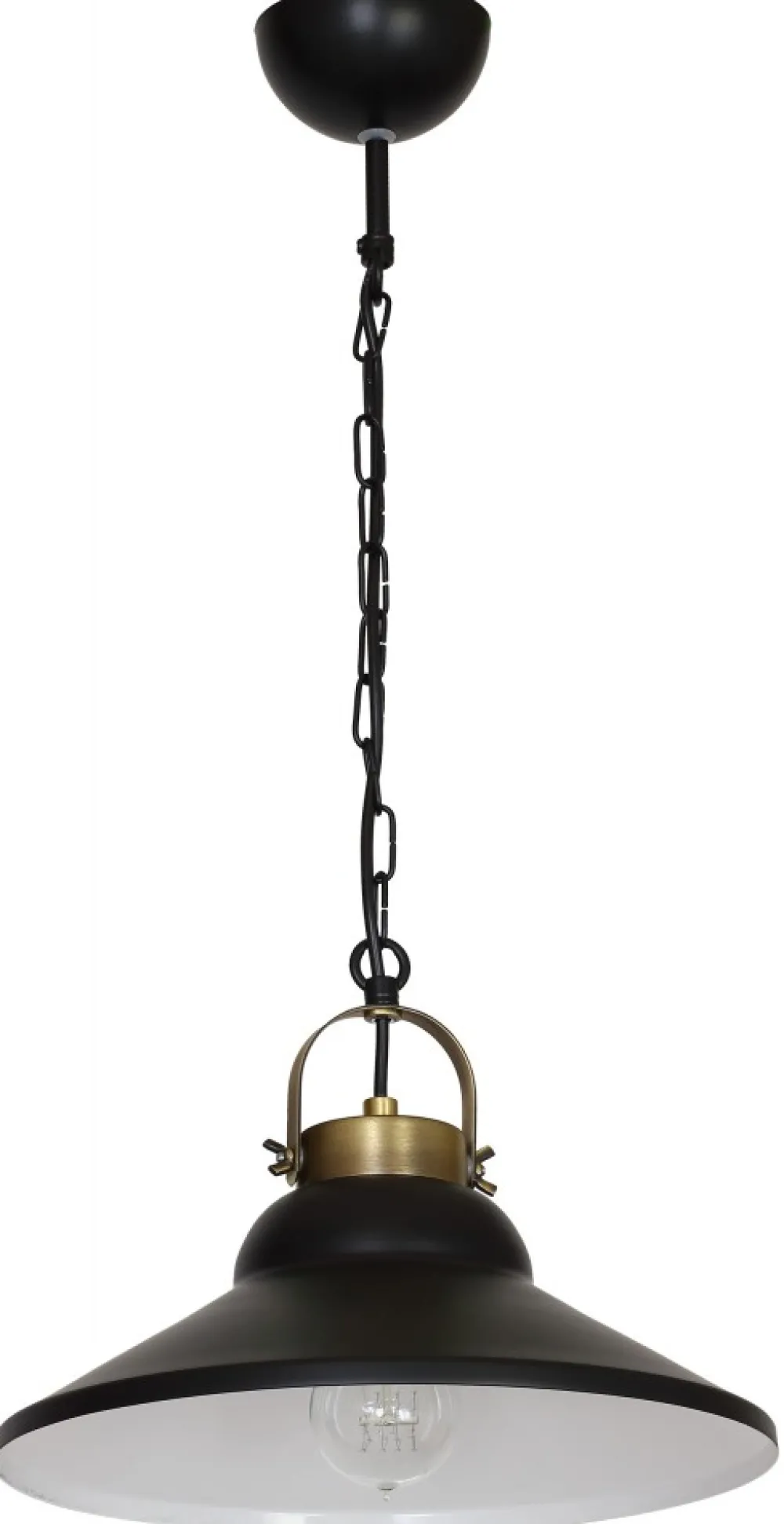 Lampa Wisząca IRON Czarny Biały Metalowy Klosz 1xE27 31cm * Luminex Best