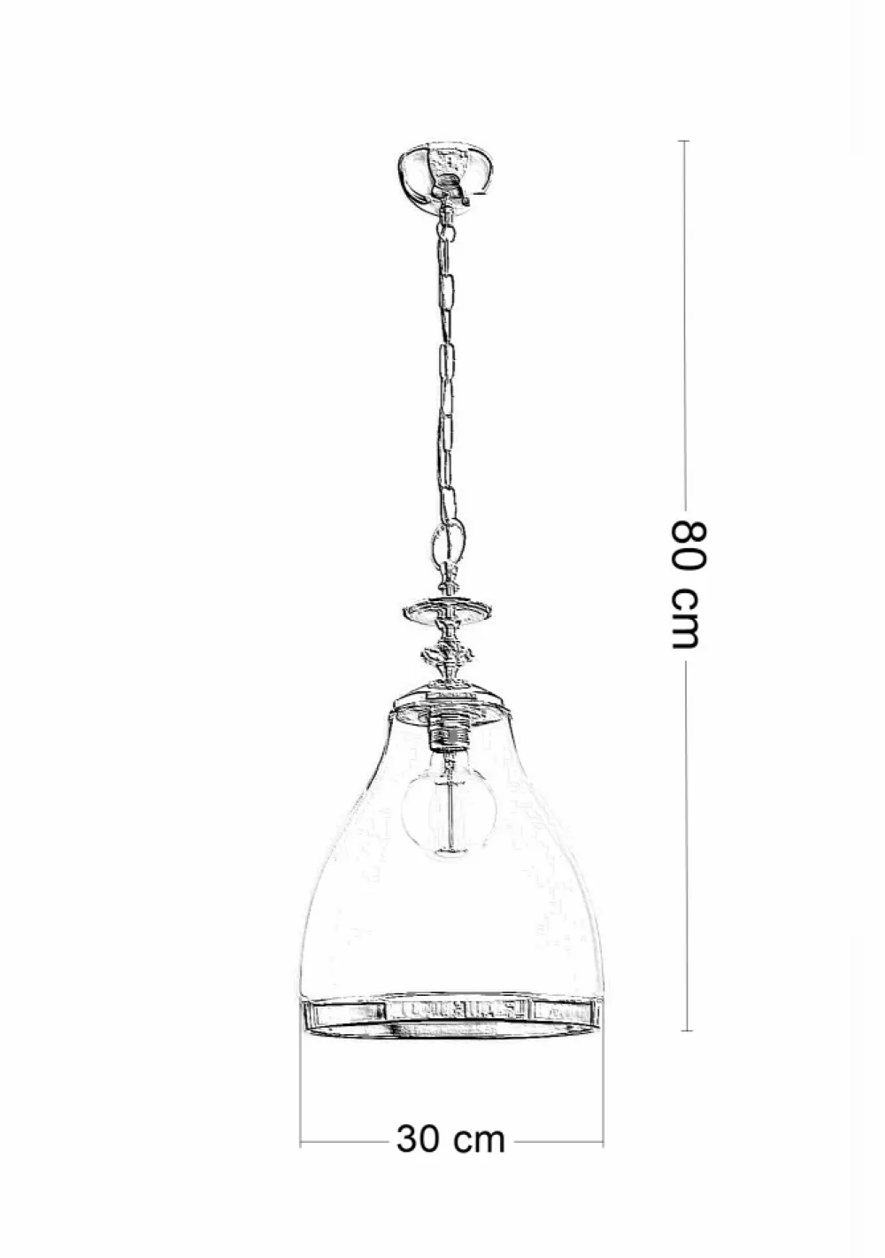 Lampa Wisząca ISLA Miedziany Transparentny Szklany Klosz 1xE27 29 cm * Jupiter