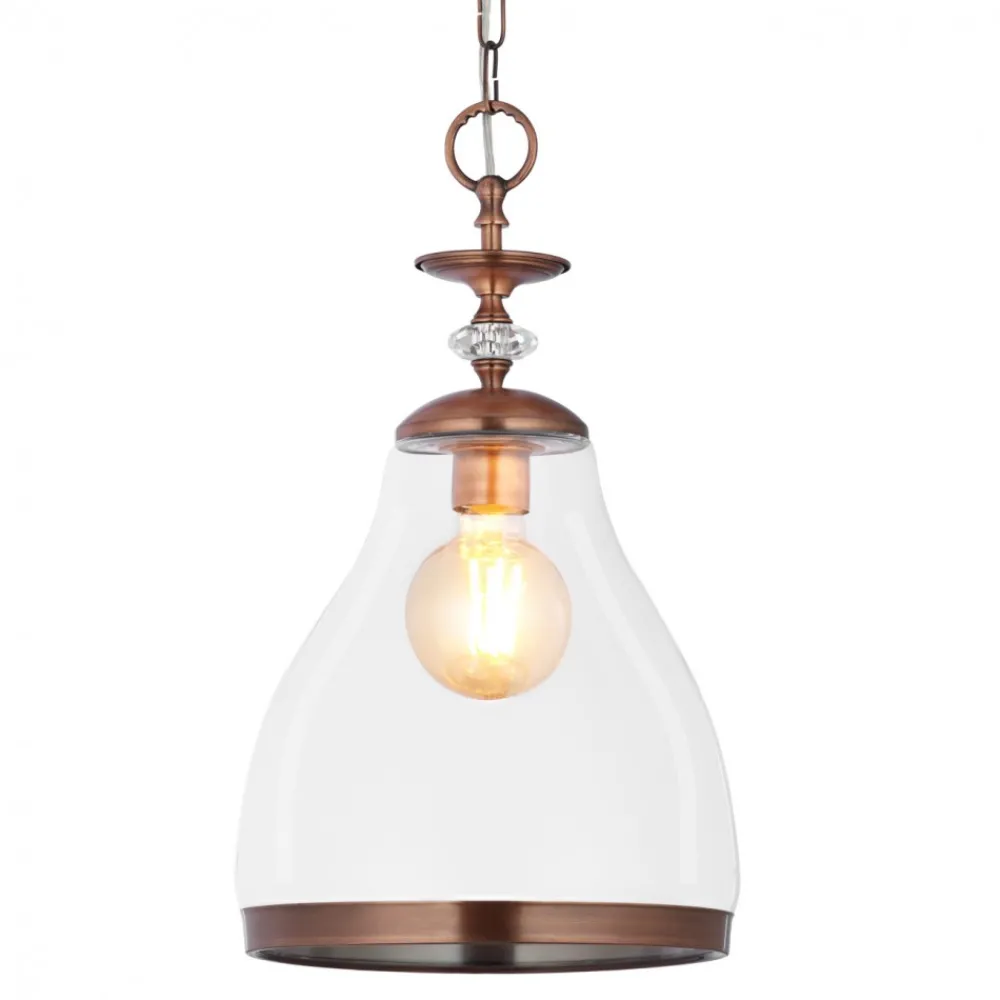 Lampa Wisząca ISLA Miedziany Transparentny Szklany Klosz 1xE27 29 cm * Jupiter