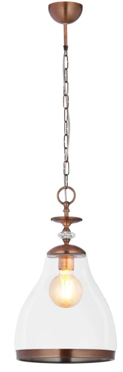 Lampa Wisząca ISLA Miedziany Transparentny Szklany Klosz 1xE27 29 cm * Jupiter