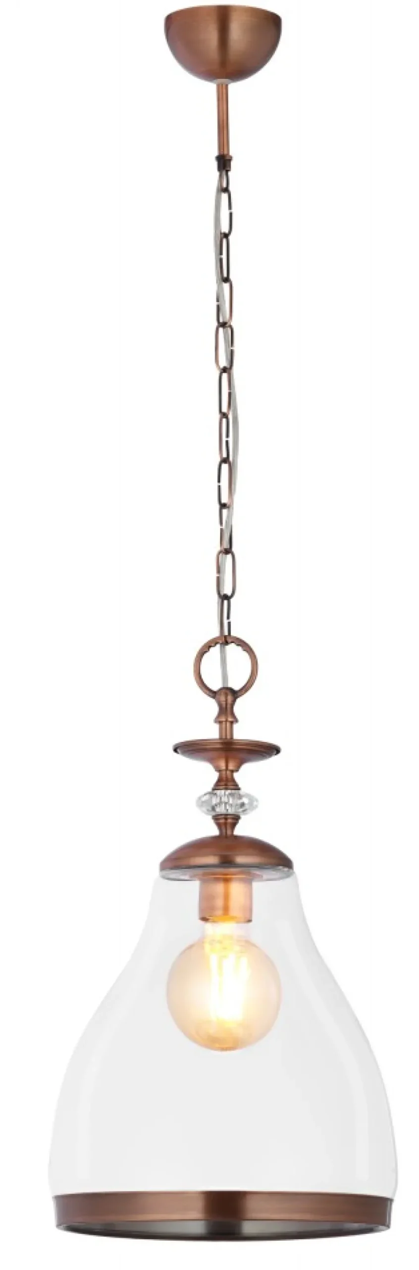 Lampa Wisząca ISLA Miedziany Transparentny Szklany Klosz 1xE27 29 cm * Jupiter