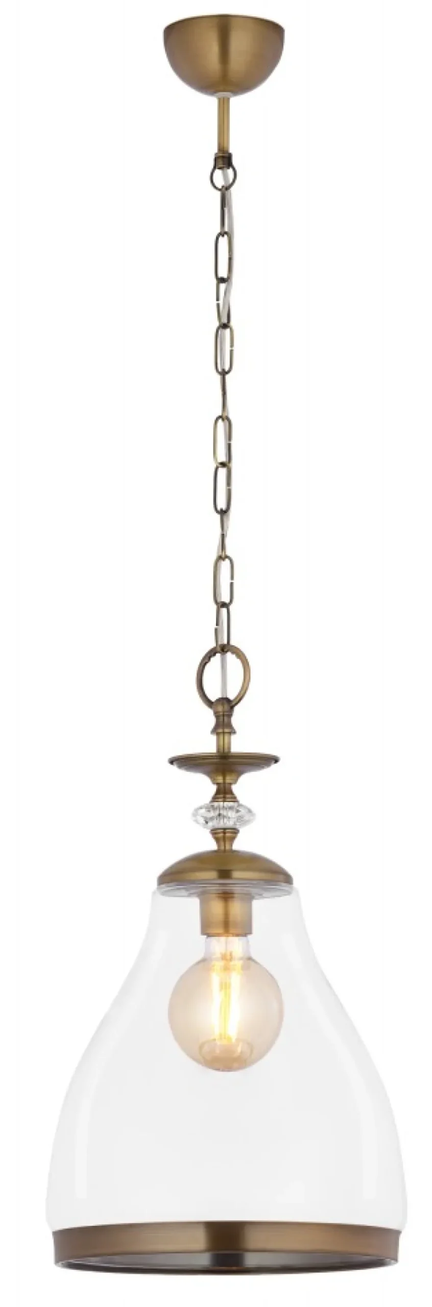 Lampa Wisząca ISLA Patyna Transparentny Szklany Klosz 1xE27 29 cm * Jupiter New