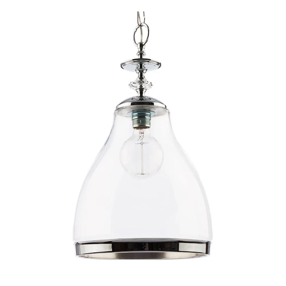 Lampa Wisząca ISLA Srebrny Transparentny Szklany Klosz 1xE27 29 cm * Jupiter Hot