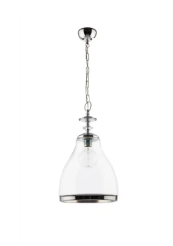 Lampa Wisząca ISLA Srebrny Transparentny Szklany Klosz 1xE27 29 cm * Jupiter Hot