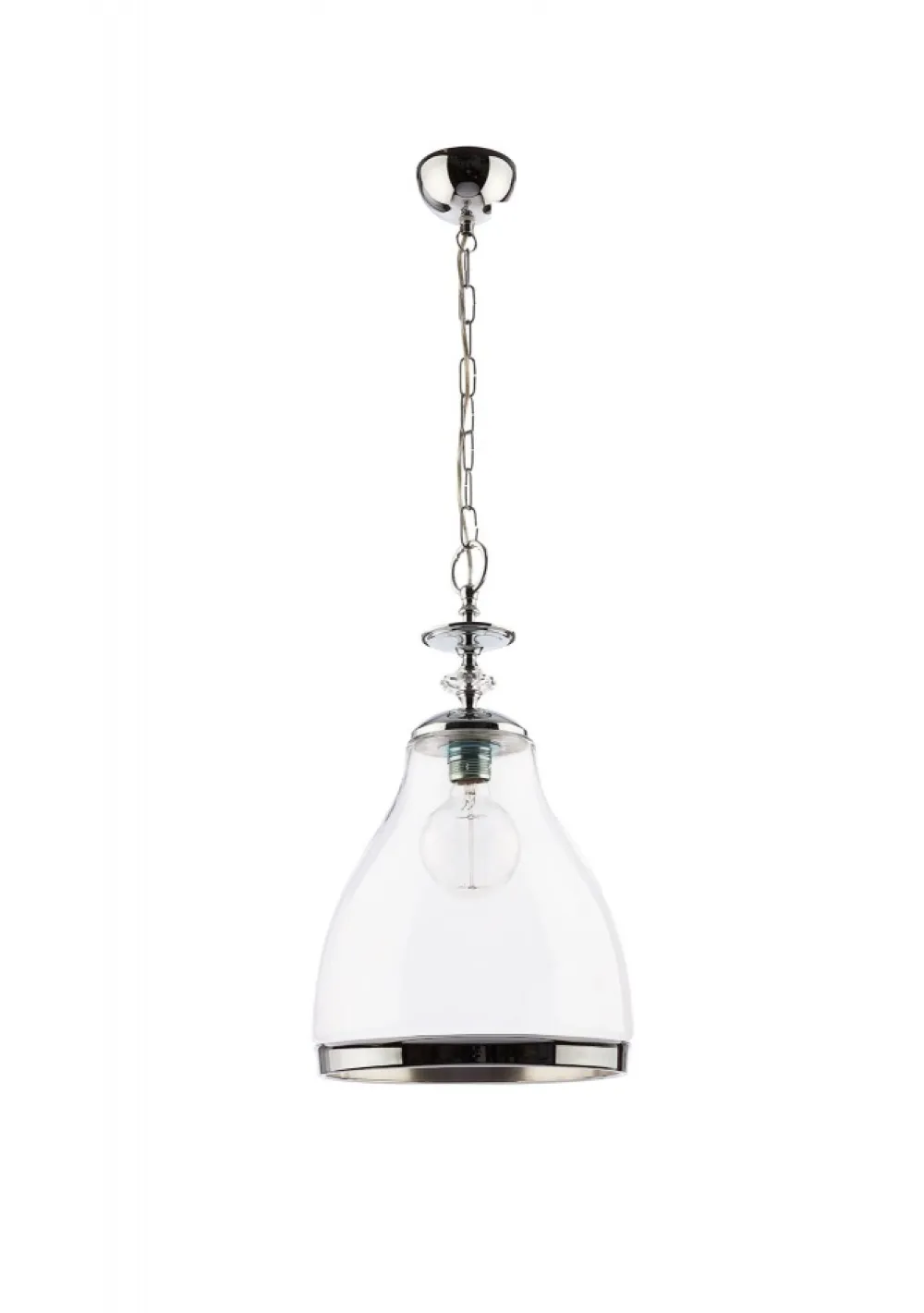 Lampa Wisząca ISLA Srebrny Transparentny Szklany Klosz 1xE27 29 cm * Jupiter Hot