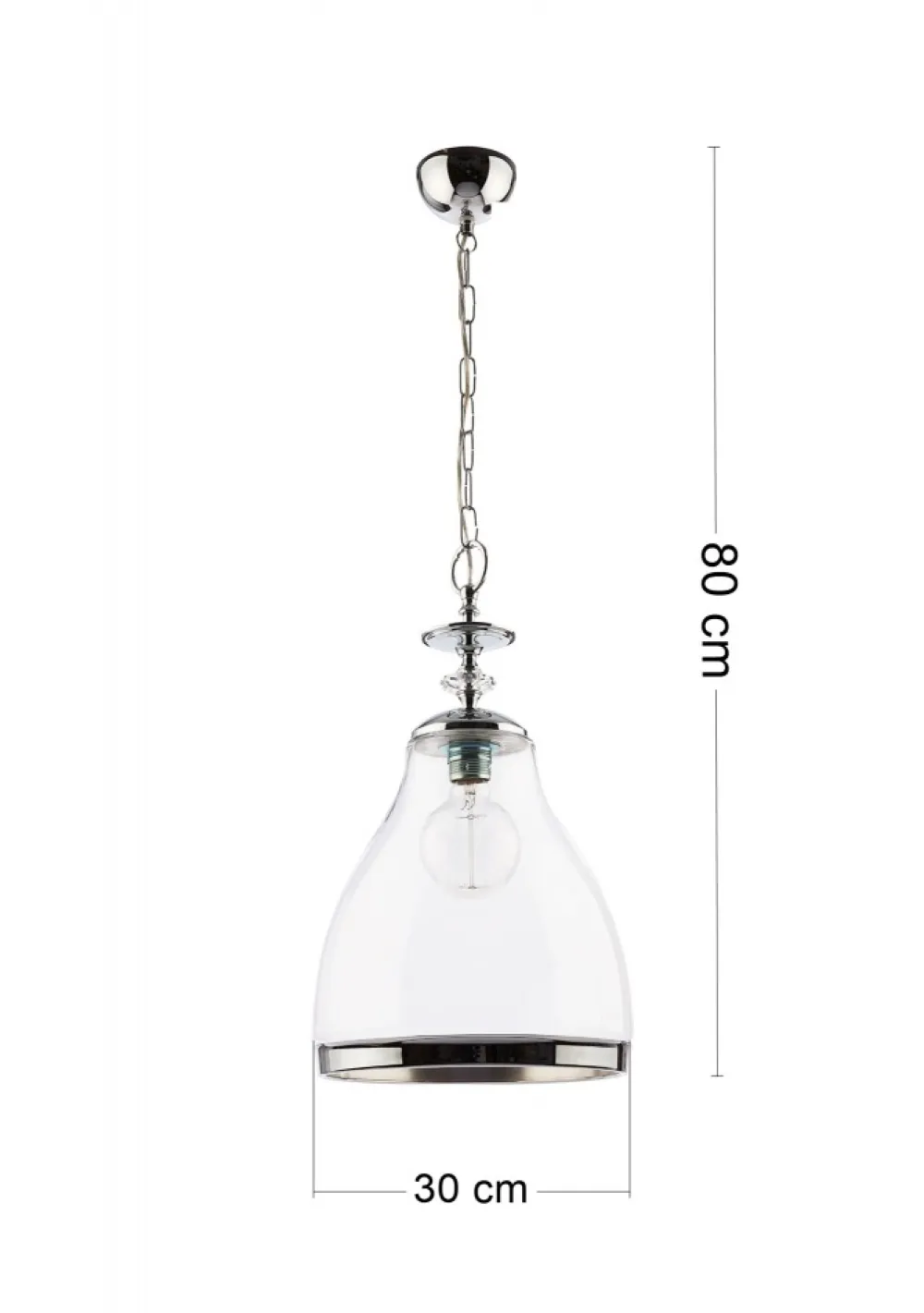 Lampa Wisząca ISLA Srebrny Transparentny Szklany Klosz 1xE27 29 cm * Jupiter Hot