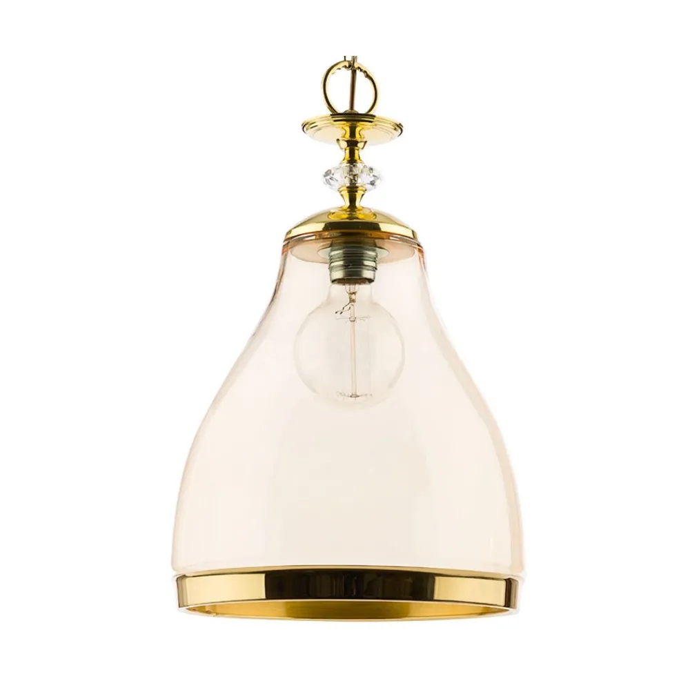 Lampa Wisząca ISLA Złoty Bursztynowy Szklany Klosz 1xE27 29 cm * Jupiter Best