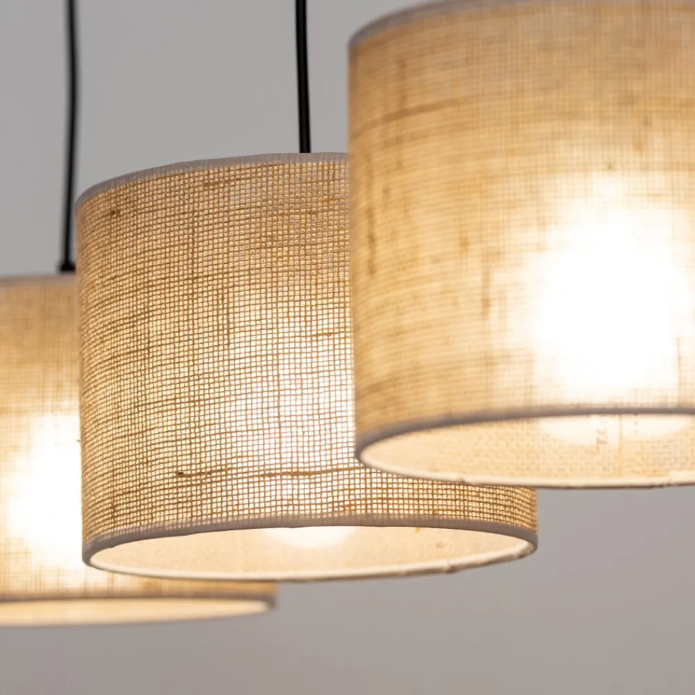 Lampa Wisząca JUTA Czarny Brązowy Boho Abażury 3xE27 * TK Lighting