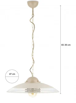 Lampa Wisząca Kitchen Beżowa Szkło 1xE27 47 cm * HowHomely Online