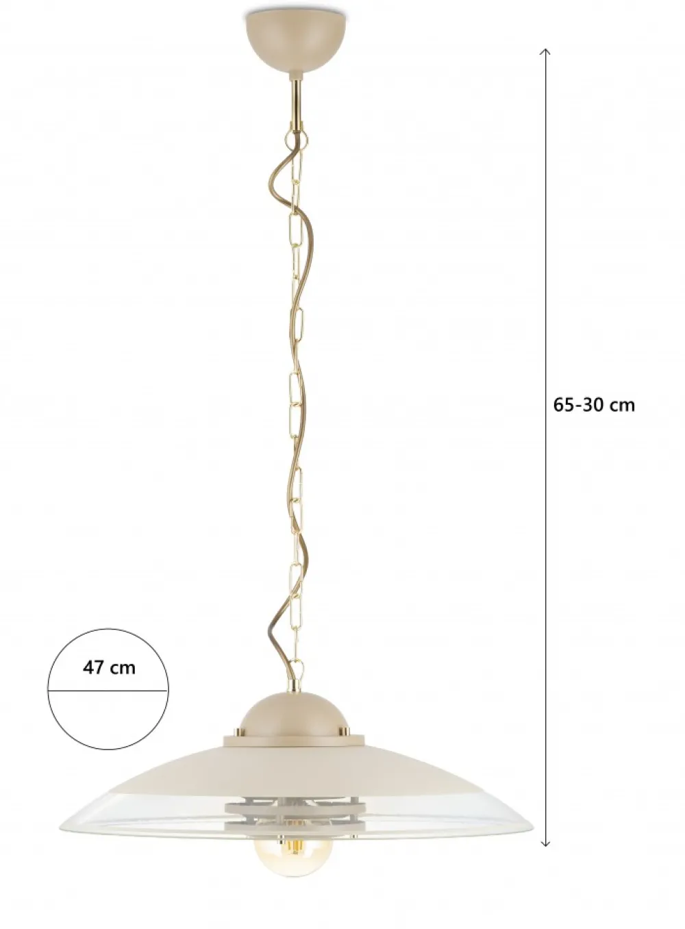 Lampa Wisząca Kitchen Beżowa Szkło 1xE27 47 cm * HowHomely Online