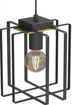 Lampa Wisząca KORTEZ Czarny Brązowy 1xE27 22cm