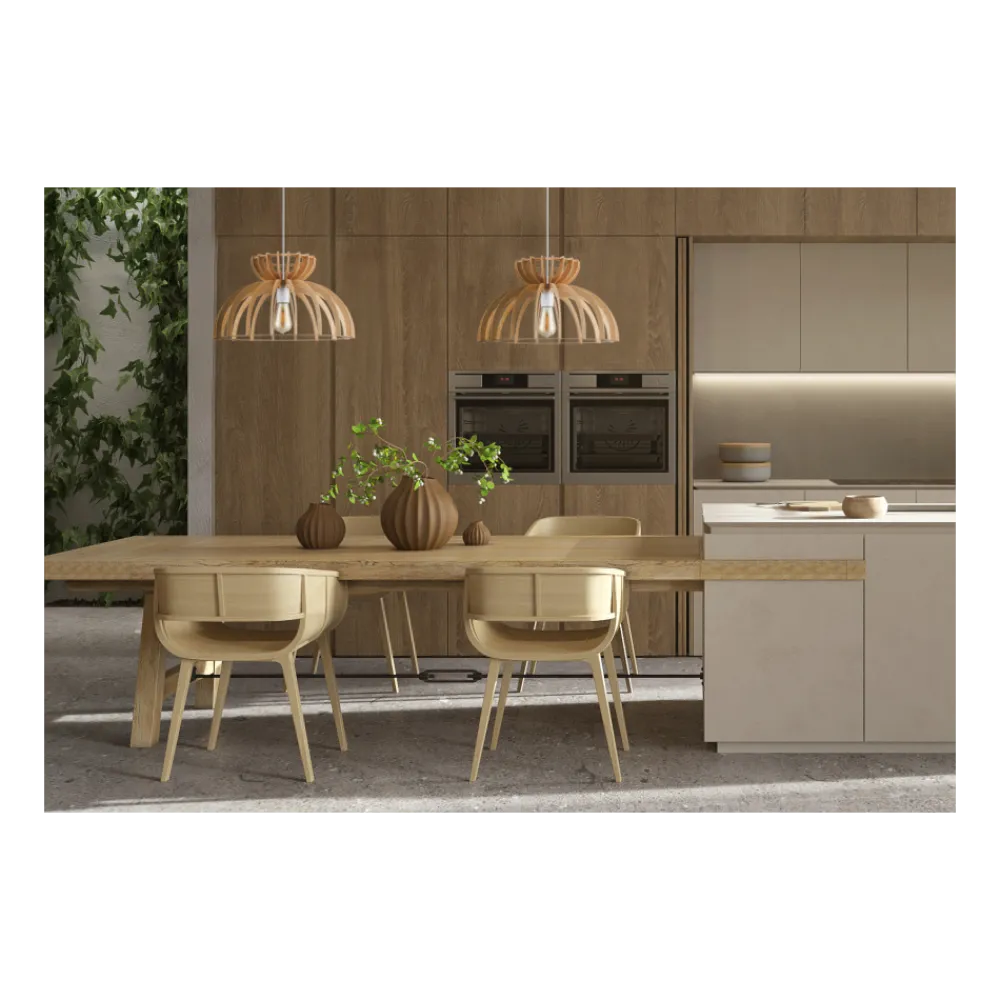 Lampa Wisząca KYMI Brązowy Drewniany Klosz 1xE27 48cm * Nowodvorski Best