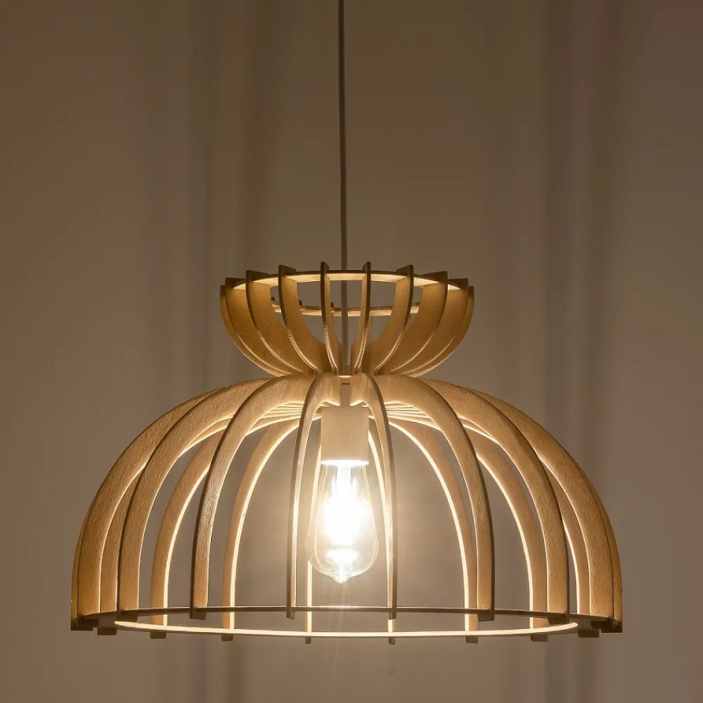 Lampa Wisząca KYMI Brązowy Drewniany Klosz 1xE27 48cm * Nowodvorski Best