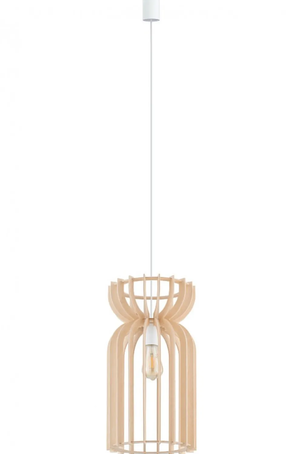 Lampa Wisząca KYMI Brązowy Drewniany Klosz 1xE27 26cm * Nowodvorski Discount