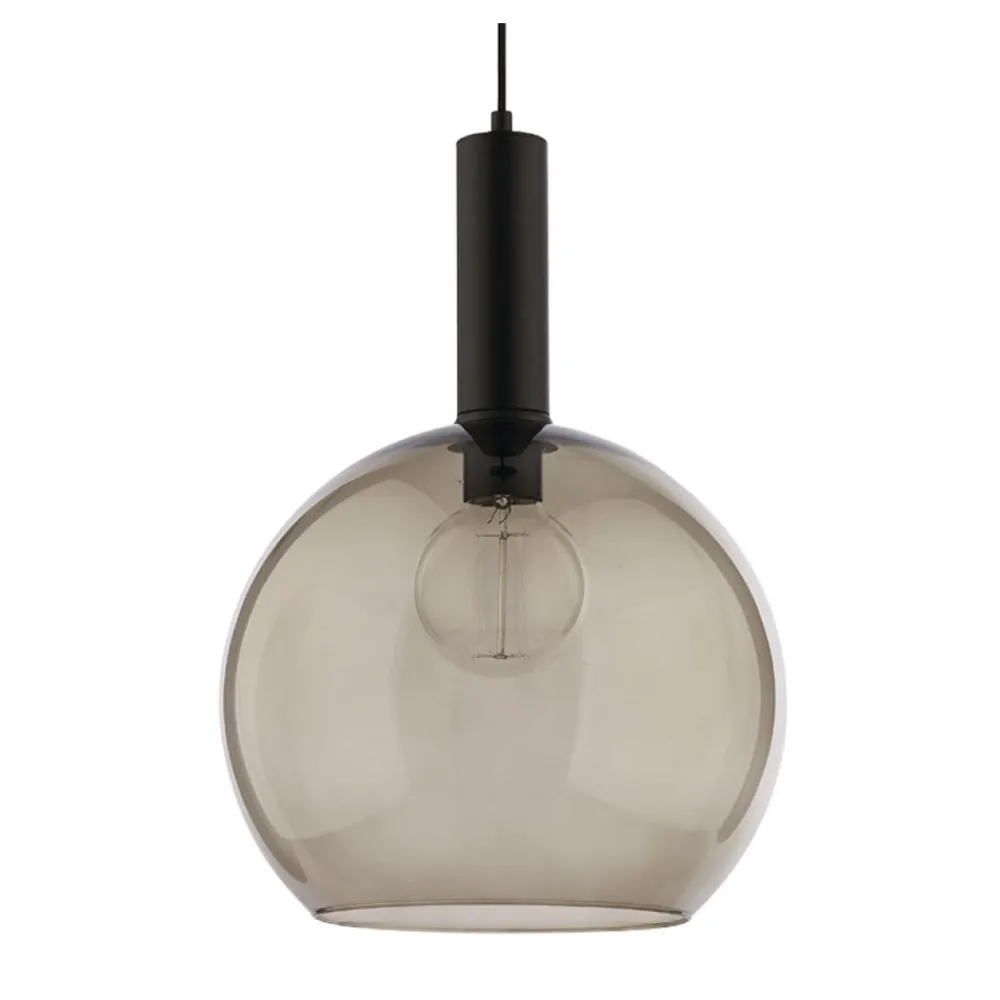 Lampa Wisząca LAF Czarny Dymiony Szklany Klosz 1xE27 30 cm * Jupiter Best