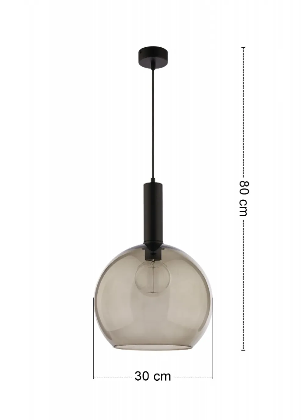 Lampa Wisząca LAF Czarny Dymiony Szklany Klosz 1xE27 30 cm * Jupiter Best