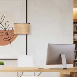 Lampa Wisząca LIBERIA Czarny Brązowy Abażur 1xE27 30cm * TK Lighting Hot