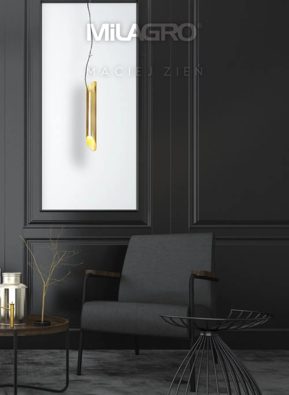 Lampa Wisząca LIBRA Złoty Tuba 1xE14 6cm * Eko-light New