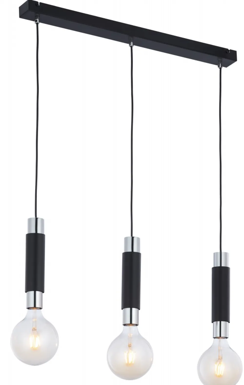 Lampa Wisząca LILE Czarny Srebrny 3xE27 * Jupiter New