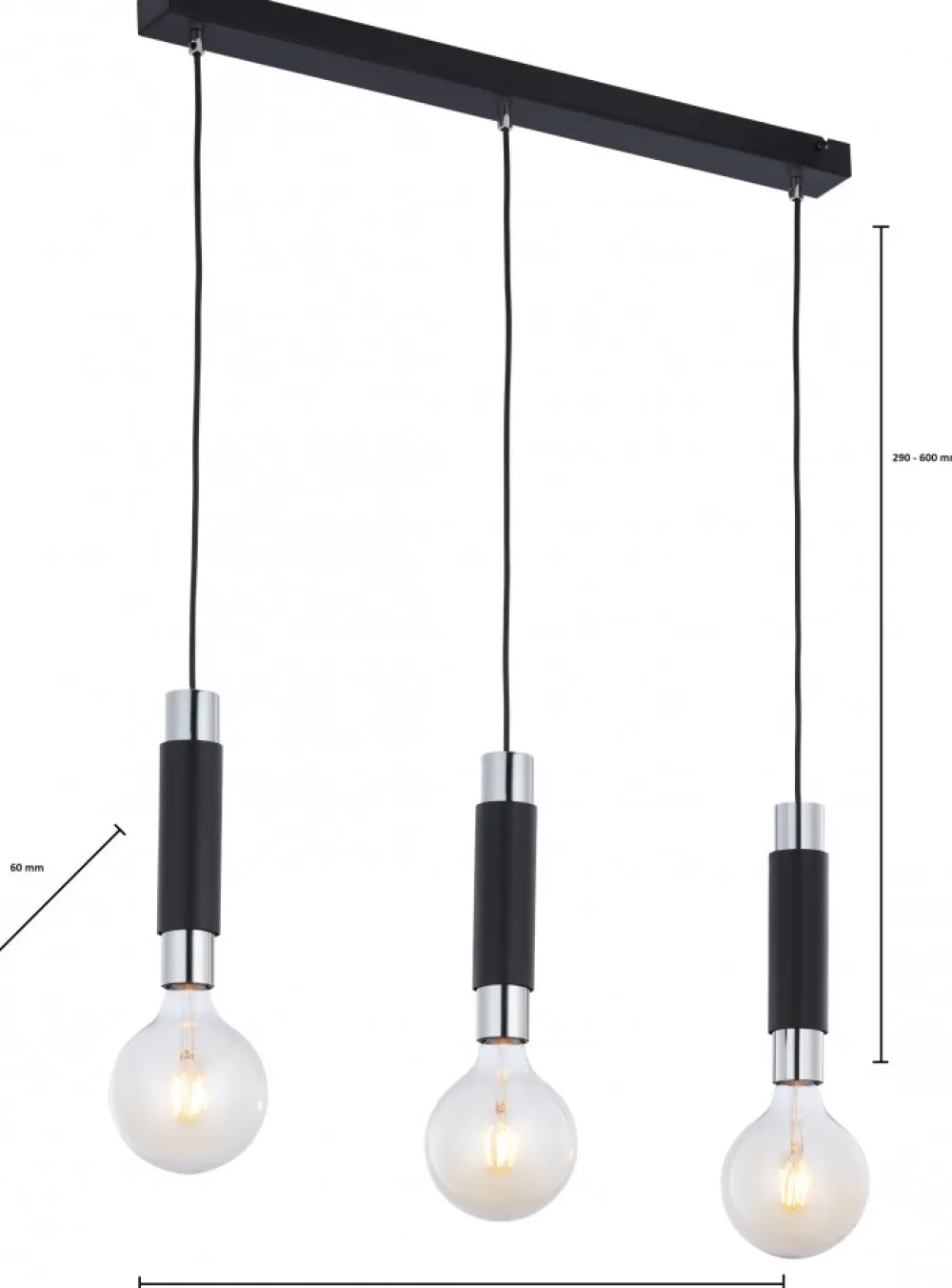 Lampa Wisząca LILE Czarny Srebrny 3xE27 * Jupiter New