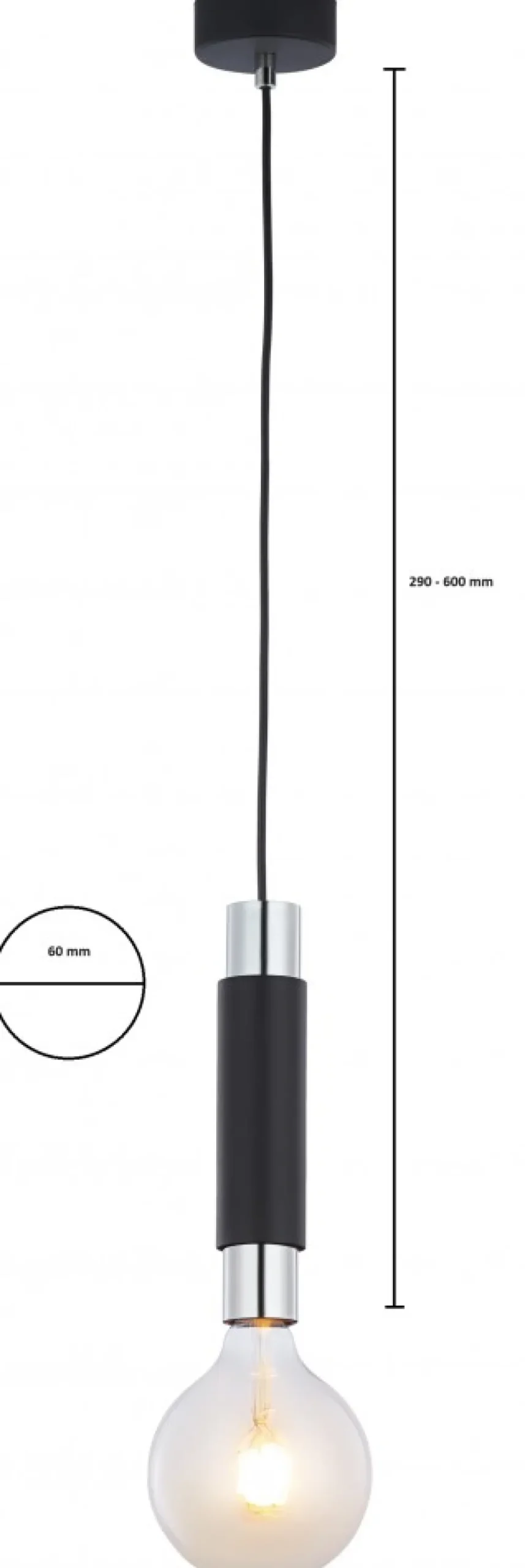 Lampa Wisząca LILE Czarny Srebrny 1xE27 * Jupiter Hot