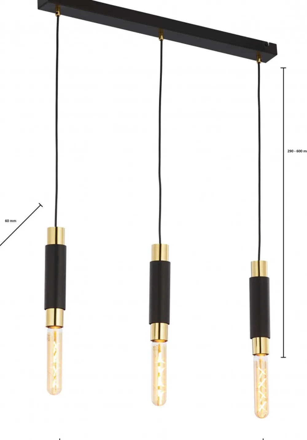 Lampa Wisząca LILE Czarny Złoty 3xE27 * Jupiter Hot