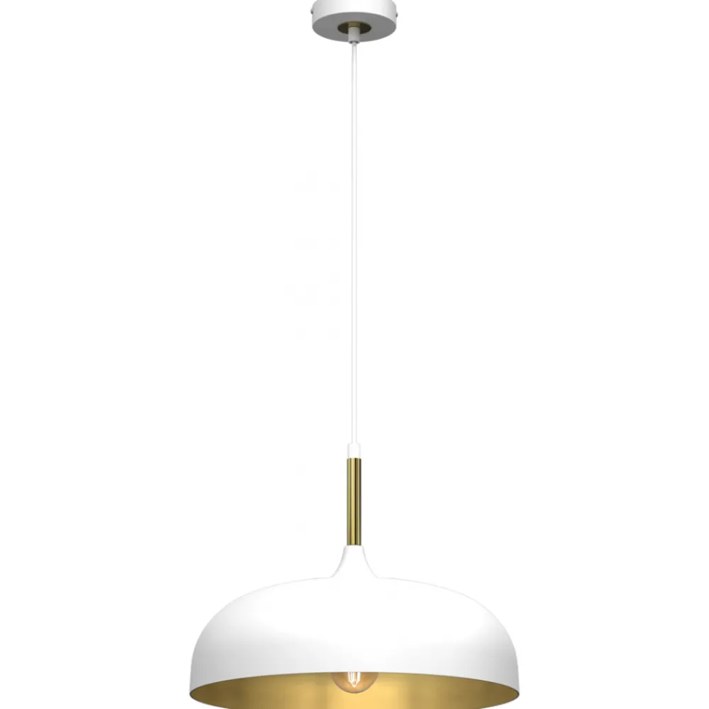 Lampa Wisząca LINCOLN Biały Złoty Metalowy Klosz 1xE27 35cm * Eko-light Discount
