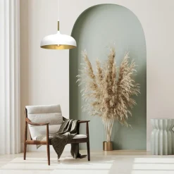 Lampa Wisząca LINCOLN Biały Złoty Metalowy Klosz 1xE27 35cm * Eko-light Discount