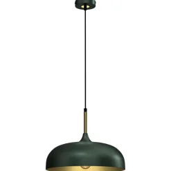 Lampa Wisząca LINCOLN Zielony Złoty Metalowy Klosz 1xE27 35cm * Eko-light New