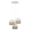 Lampa Wisząca LINOBIANCO Biały Brązowy Boho Abażury 3xE27 * TK Lighting Discount