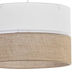 Lampa Wisząca LINOBIANCO Biały Brązowy Boho Abażur 1xE27 50cm * TK Lighting Best