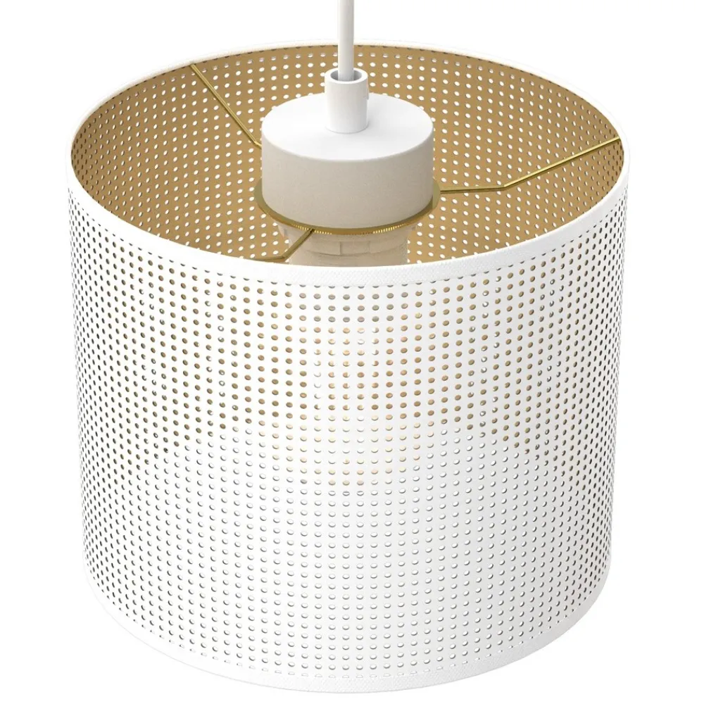Lampa Wisząca LOFT SHADE Biały Złoty Klosz z Tworzywa 5xE27 * Luminex Sale