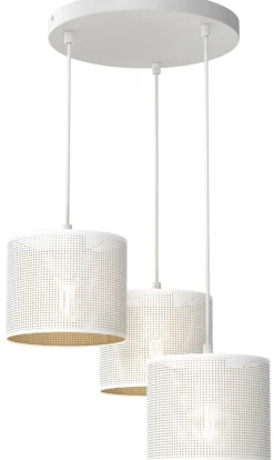 Lampa Wisząca LOFT SHADE Biały Złoty Klosz z Tworzywa 3xE27 Plafon