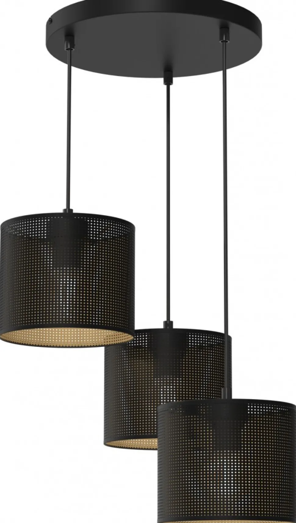 Lampa Wisząca LOFT SHADE Czarny Złoty Klosz z Tworzywa 3xE27 Plafon